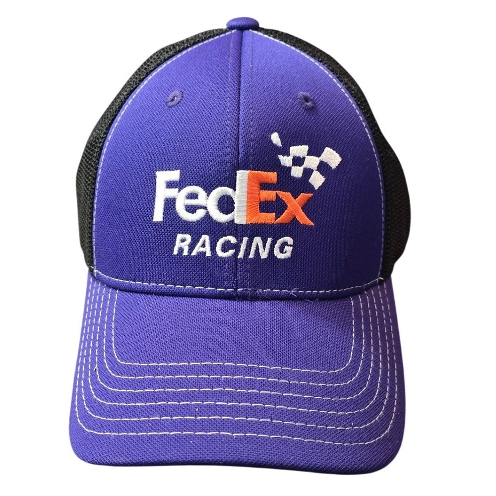 Joe Gibbs Racing Crew FedEx Racing Denny Hamlin 11 Purple Mesh Trucker Hat